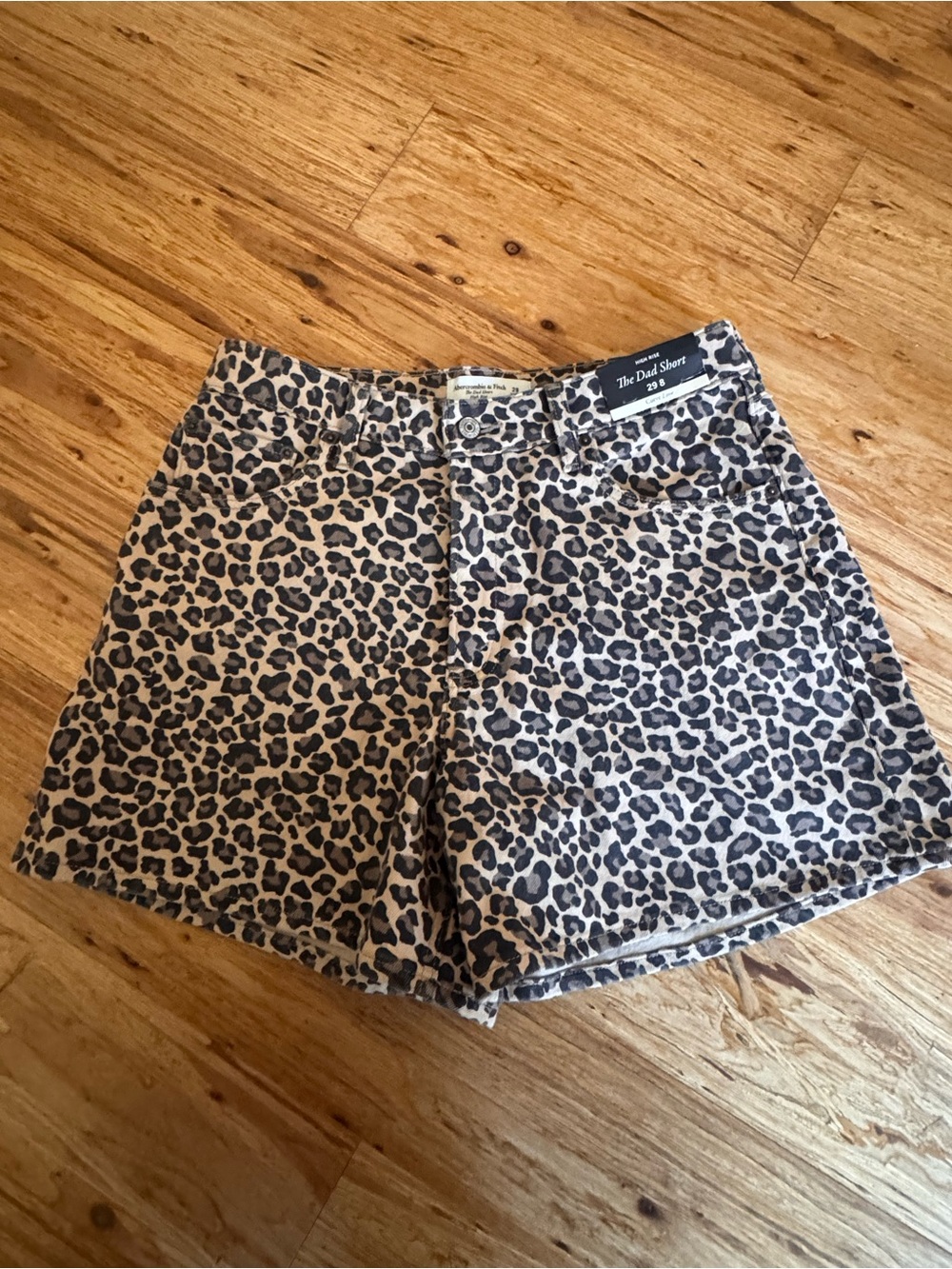 Abercrombie & Fitch Leopard Print Jean Shorts in Tan and Black nwt